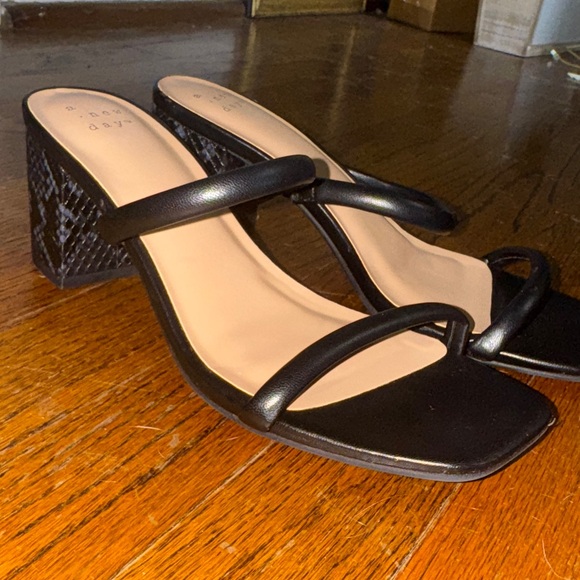 a new day Black Strappy Heels - Picture 1 of 5